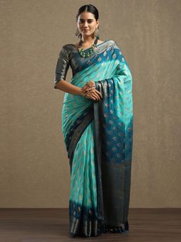 Sareemall - Georgette Light Blue Woven Design Saree with Unstitched Blouse