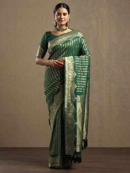 Sareemall - Georgette Green Woven Design Saree with Unstitched Blouse