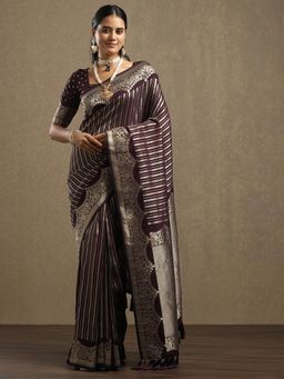 Sareemall - Georgette Purple Woven Design Saree with Unstitched Blouse