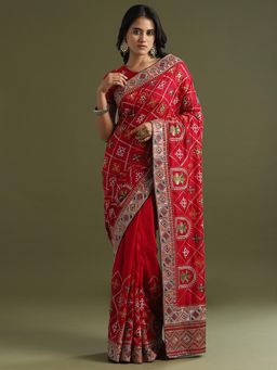 Sareemall - Vichitra Silk Pink Saree with Unstitched Blouse