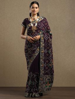 Sareemall - Vichitra Silk Purple Saree with Unstitched Blouse