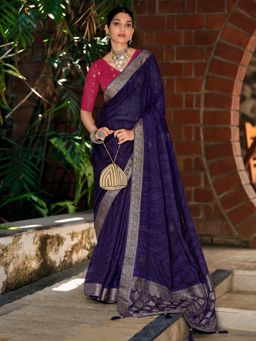 Sareemall - Jacquard Purple Woven Design Saree with Unstitched Blouse