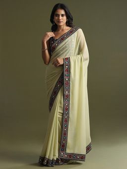 Sareemall - Georgette Light Green Saree with Unstitched Blouse