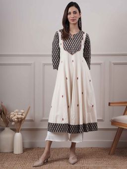 PINKSKY - Off White Embroidery Anarkali Kurta