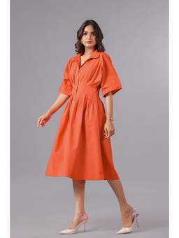 June 9 Clothing - Shirt Dress In Rust Dyed Poplin