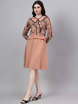MODKLINE WITH MK - Peach Women's Spread Abstract Design Dress