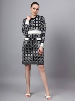 MODKLINE WITH MK - Black Women's Mini Dress with Acrylic Premium Wool