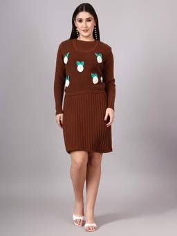 MODKLINE WITH MK - Brown Women's Knit Midi Dress with Top