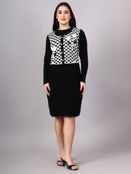 MODKLINE WITH MK - Black Women's Knit Dress with Vest
