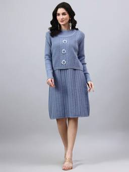 MODKLINE WITH MK - Blue Women's Knit Dress with Vest