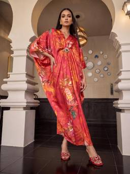 House of Fett - Pink Floral Kaftan Dress