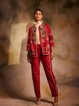 CHANDRIMA - Red Cutwork Pants