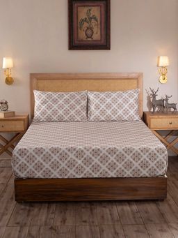 Maspar - Vintage Exotic Heritage Finest Retro 400 Tc Cotton Red King Bed Sheet With 2 Pillow Covers