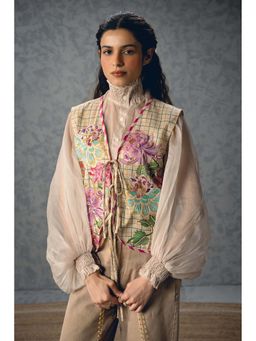 Paulmi & Harsh - Lea Fleur Embellished Ivory Jacket