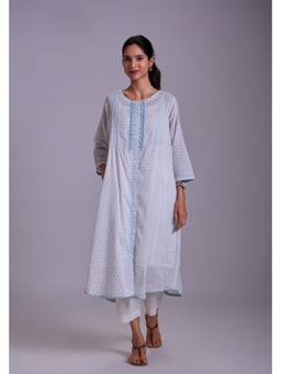 Rangsutra - Suhani White A-Line Cotton Applique Kurta