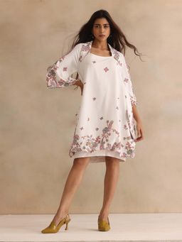 SHAYE - White Paisley Print Square Neck Casual Knee Dress For Women