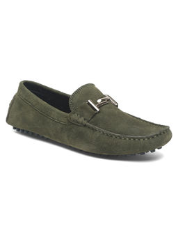 Louis Stitch - Solid Green Italian Suede Leather Loafers
