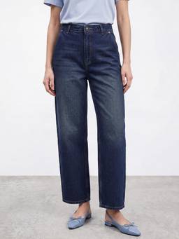 R&B - Women Mid Blue Mid-Rise Skater Mom Fit Denim Jeans
