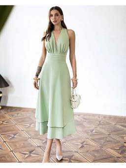 MISS MOSA BY AKANKSHA - Green Aviva Halterneck Maxi Dress