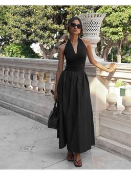 MISS MOSA BY AKANKSHA - Black Damsel Halterneck Maxi Dress