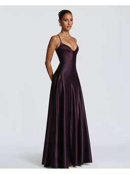 MISS MOSA BY AKANKSHA - Purple Holly Drop Waist Satin Maxi Dress