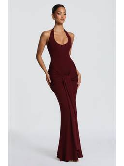 MISS MOSA BY AKANKSHA - Maroon Hope Halterneck Maxi Dress
