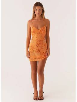 MISS MOSA BY AKANKSHA - Orange Ilse Embellished Backless Mini Dress