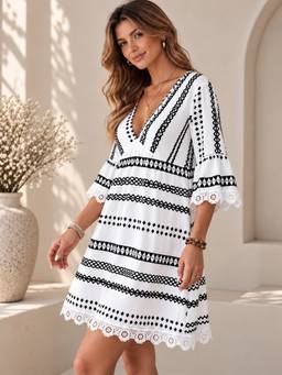PANIT - Black Women Printed A-Line Dress