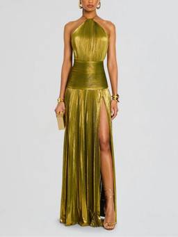 MISS MOSA BY AKANKSHA - Green Saskia Backless Slit Maxi Dress