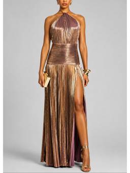 MISS MOSA BY AKANKSHA - Metallic Saskia Backless Slit Maxi Dress