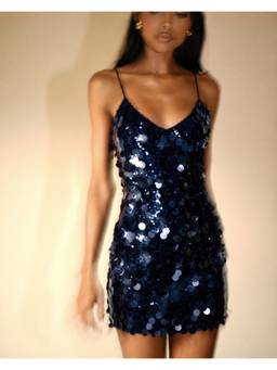 MISS MOSA BY AKANKSHA - Navy Blue Vita Sequin Mini Dress