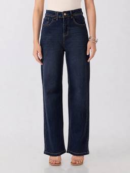 SHOWOFFFF - Women’s Navy Blue High Rise Straight Leg Jeans
