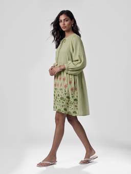 max - Green Women Printed A-Line Dress