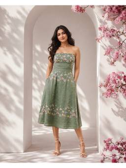 Mud spire - Olive Tuscany Blossom Dress