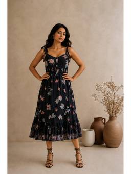 Mud spire - Black Moonlit Bloom Dress