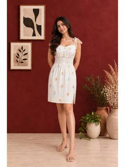 Mud spire - Ivory Flora Mini Dress
