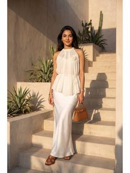 HOUSE OF SAL - Ivory Sienna Maxi Dress with Belt