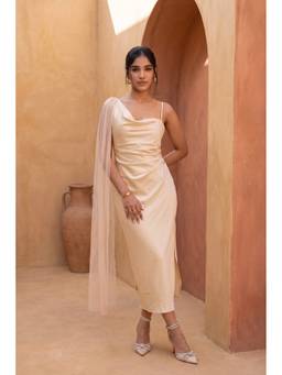 HOUSE OF SAL - Beige Celeste Satin Dress