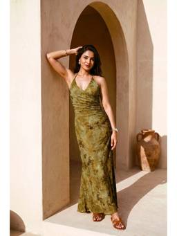 HOUSE OF SAL - Olive Sol Printed Dress