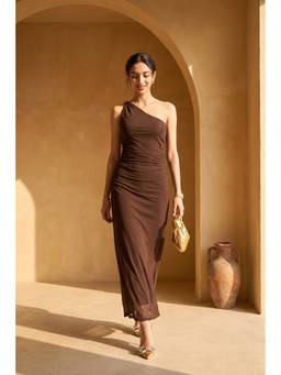 HOUSE OF SAL - Brown Maxi Metal Detailing Dress