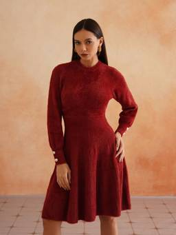 Beatnik - A-Line Wine Women's Dress