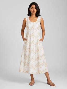 max - Off White Women Embroidered A-Line Ethnic Dress