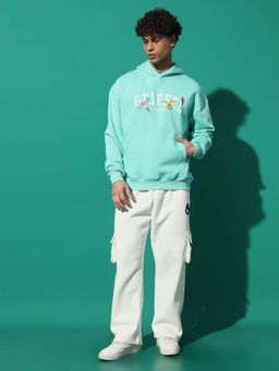 Griffel - Birds Print Oversized Fit Sea Green Hoodie and Trackpant (Set of 2)