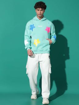 Griffel - All Over Stars Oversized Sea Green Hoodie and Trackpant (Set of 2)