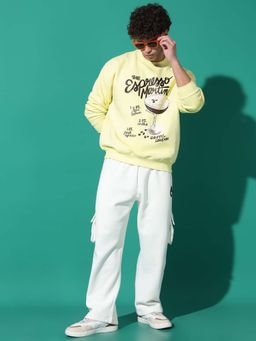 Griffel - Espresso Oversized Fit Yellow Sweatshirt and Trackpant (Set of 2)