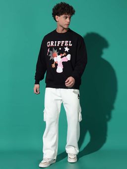 Griffel - Star Anime Oversized Black Sweatshirt and Trackpant (Set of 2)