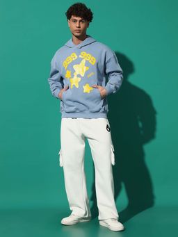 Griffel - 999 Star Oversized Sky Blue Hooded Sweatshirt and Trackpant (Set of 2)