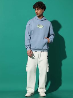 Griffel - Picante Oversized Sky Blue Hooded Sweatshirt with Trackpant (Set of 2)