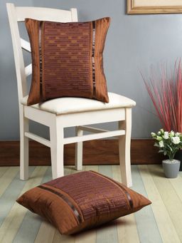 Eyda - Brown Color Designer Cushion Cover Set Of 2-16X16 Inch