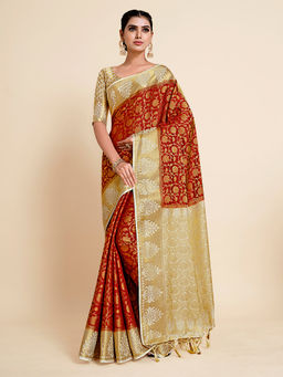 Mimosa - Women'S Kanjivaram Art Silk Saree With Unstiched Blouse